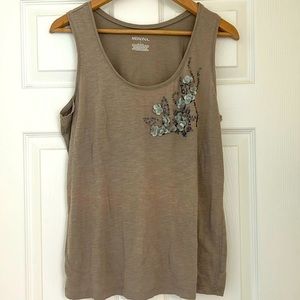 Tan Tank Top with Sequin Detailing